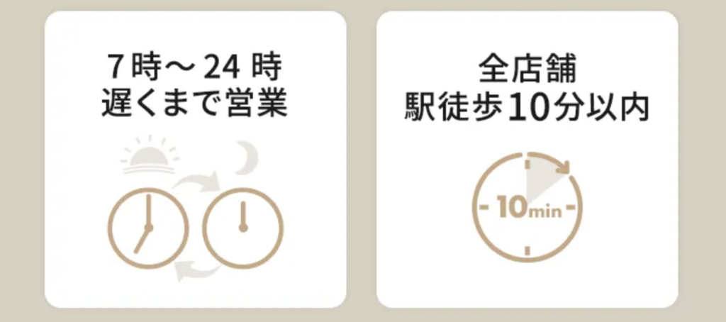 24/7Workout 7時〜24時まで営業・全店舗駅徒歩10分以内