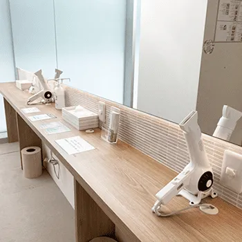 pilates K 広島3店舗のピラティスのトレーニングを受けた後のパウダールーム