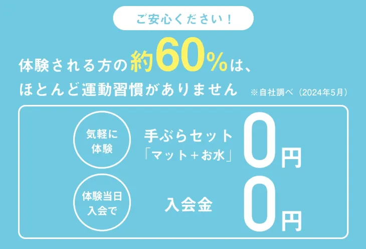 中野zen placeで体験レッスンする方の60%は運動習慣がありません。