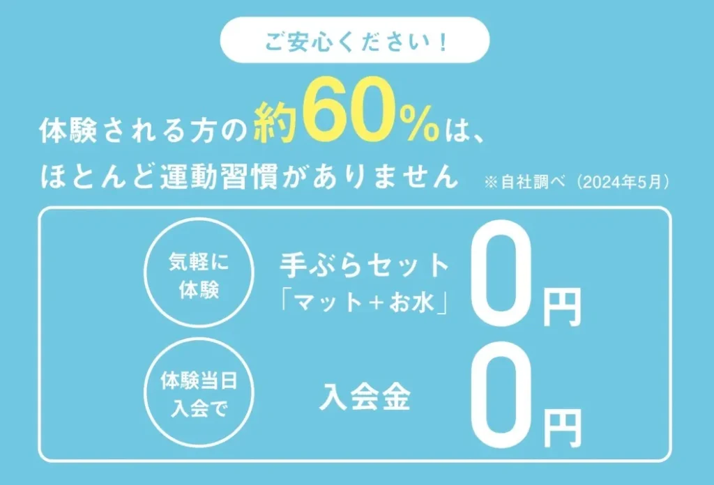 手ぶらセット0円・入会金0円で参加できるzen place pilatesのピラティス体験レッスン